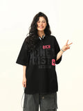 Retro Letter Print Crew Neck T-Shirt