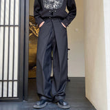 Model wearing the black Split Front Draped Pants
