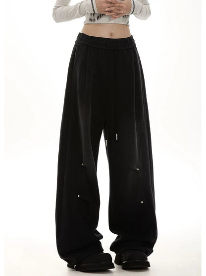 American Streetwear Vintage High Waist Lace-Up Sweatpants