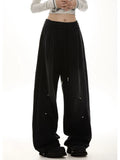 American Streetwear Vintage High Waist Lace-Up Sweatpants