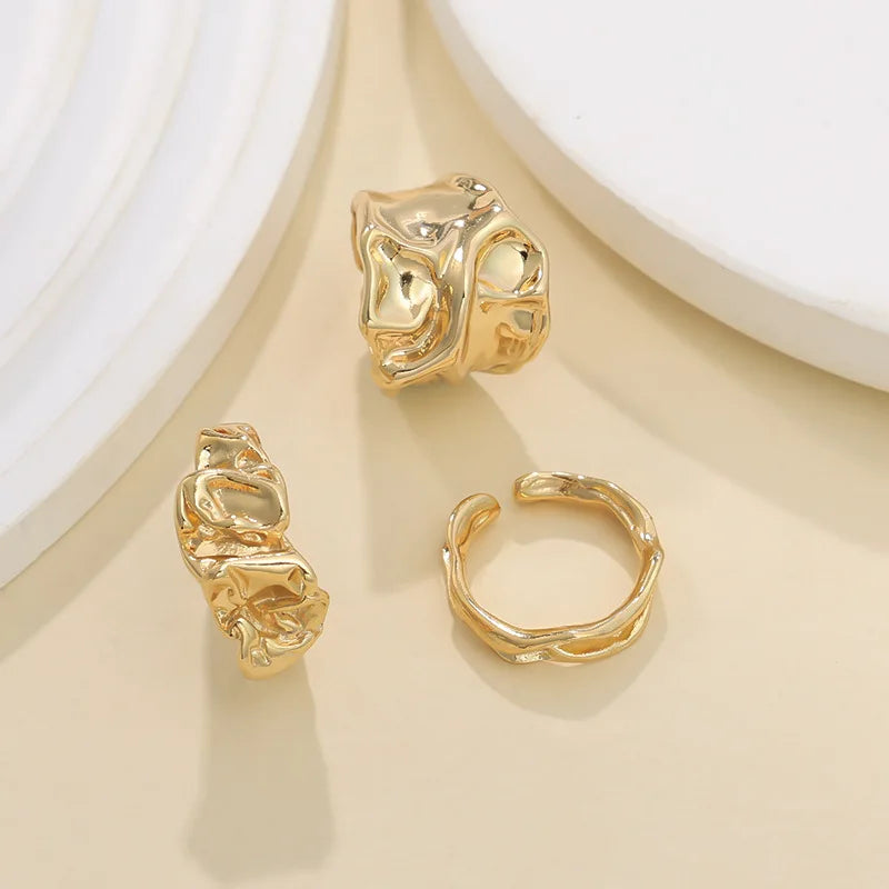 Y2K Vintage Irregular Pleated Open Ring