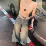 Y2K Cozy Blue Retro Wide Leg Jeans