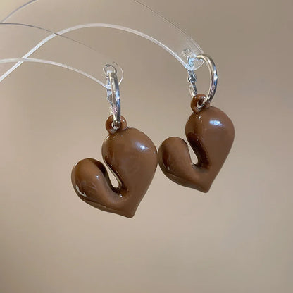 Handmade Vintage Wine Red Heart Earrings