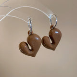 Handmade Vintage Wine Red Heart Earrings