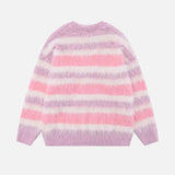 Streetwear Striped Knit Butterfly Pin Sweater