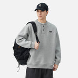 Soft Comfortable Casual Henley Neck Sweatshirt