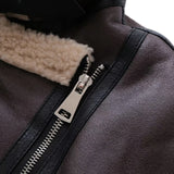 Clean Aesthetic Lapel Collar PU Leather Jacket