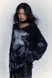 Model wearing thenblack Textured Patterned Sweater