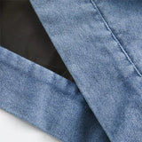 Trendy Streetwear Blue Distressed Denim Jacket