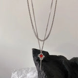 Rave Gift Gothic Red Rose Pendant Necklace