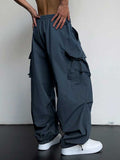 Loose Solid Drawstring Cargo Pants