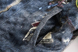 Abstract Chain Detail Denim Jacket