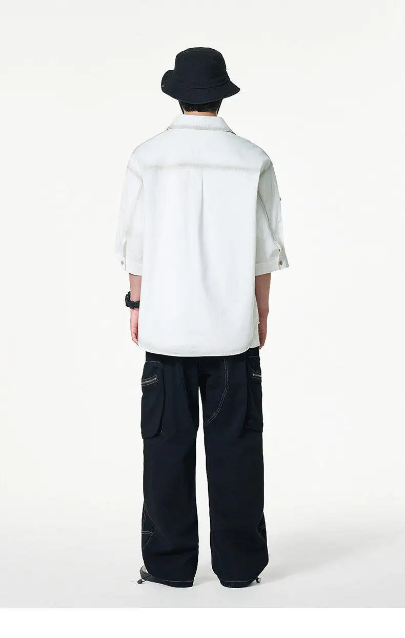 Cloud-Soft Contrast Lapel Casual Shirt