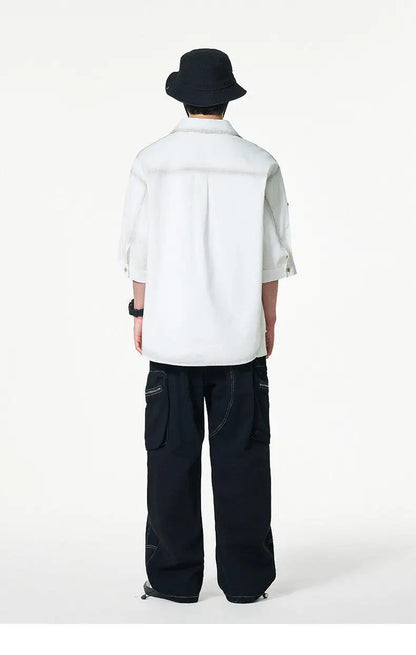 Cloud-Soft Contrast Lapel Casual Shirt