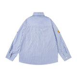 Durable Striped Autumn Letter Embroidered Casual Shirt
