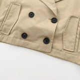 Vintage Double Breasted Lapel Neck Trench Jacket