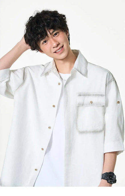 Cloud-Soft Contrast Lapel Casual Shirt