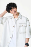 Cloud-Soft Contrast Lapel Casual Shirt