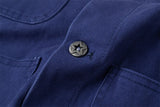 Retro Turn-Down Leather Collar Multi Pocket Jacket