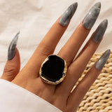Gothic Large Black Irregular Ring