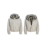 Soft Patchwork Hooded Faux Fur Leather Jacket