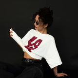 Y2K Russian Style Letter Printed Loose Cotton T-Shirt