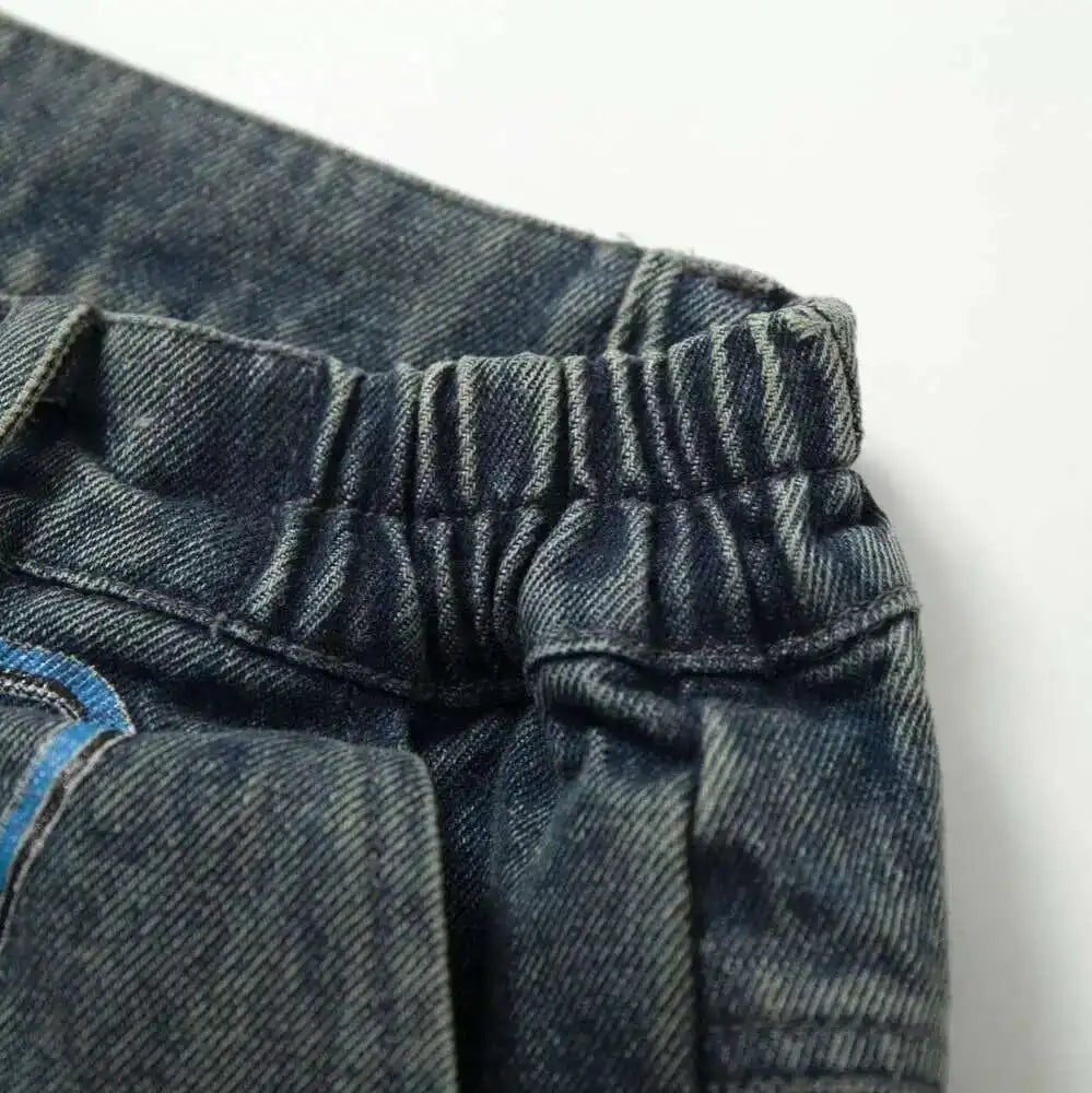 Long-lasting Retro Camo Print Splicing Design Jeans