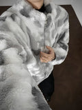 Winter Tie-Dye Stand-Collar Faux Fur Jacket