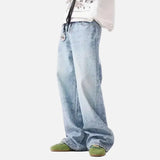 Rhinestone-Print Baggy Jeans