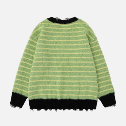 Cozy Striped with Scarf Knitwear Sweater