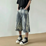 Flame Graphic Print Denim Short