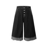 Vintage Washed Raw Edge Cropped Denim Jorts
