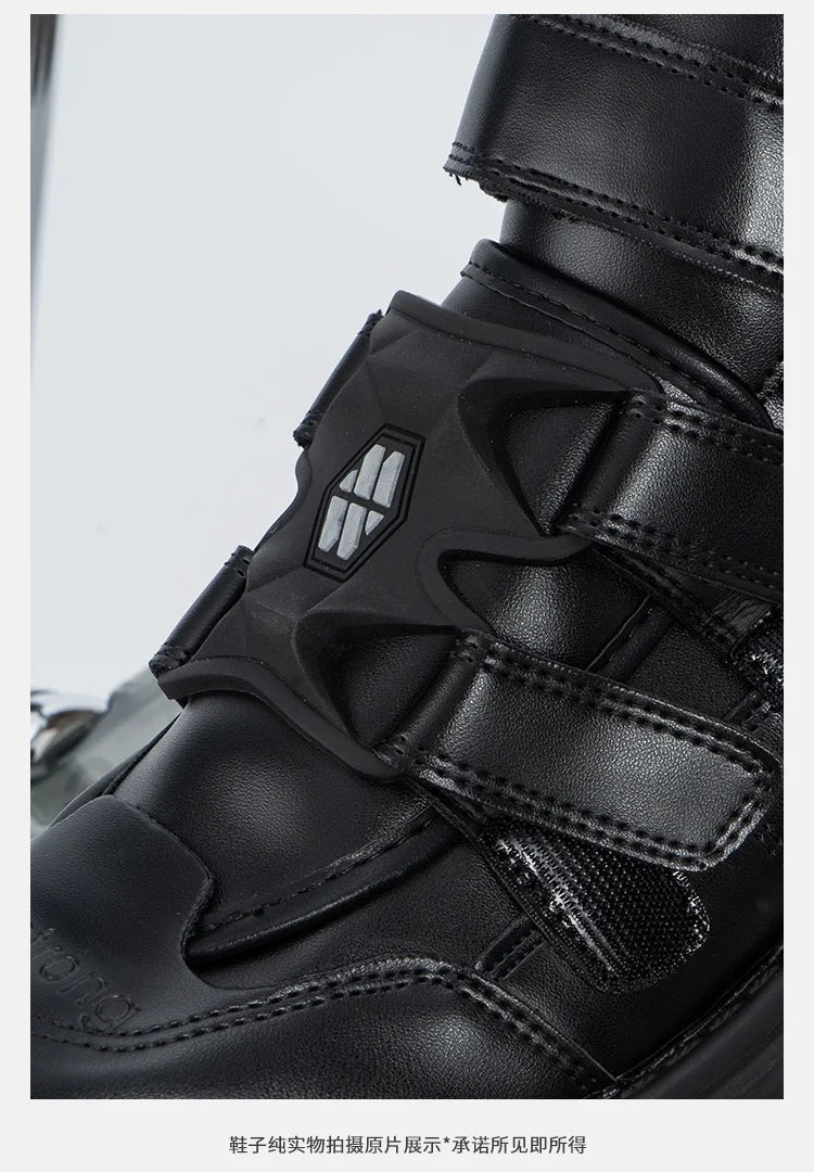 Grunge Chunky High-Top Strap Sneakers