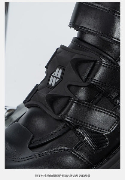 Grunge Chunky High-Top Strap Sneakers