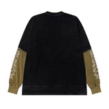 Retro Letter Printed Fake Two Piece Long Sleeve T-Shirt