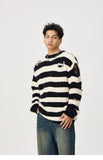 Striped Knitted Ripped Sweater