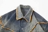 Y2K Washed Patchwork Denim Short Sleeve Shirt