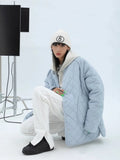 Winter Warm Diamond Grid Blue Cotton Jacket