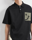 Colorblock Smiley Cartoon Polo Summer T-Shirt