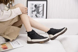 Leather Lace-up High-neck Shoes