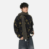 Contrast Patchwork Pentagram Knit Sweater