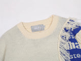 Y2K Easy Care Distressed Patchwork Knit Sweater