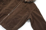 Plush Thick Spliced Faux Fur Collar Hooded Jacket