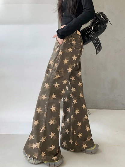 Y2K Star Printed Cyber Slim Jeans