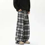 Effortless Checkered Wide Leg Casual Jogger