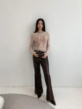 Women Reversible Mesh Sleeve T-Shirt