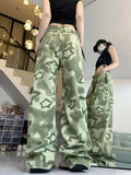 Women Green Star Camouflage High Street Jeans