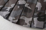 Pleated Camouflage Mini Skirt