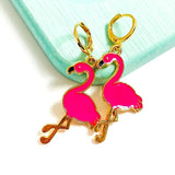 Golden Flamingo Charm Handmade Earring