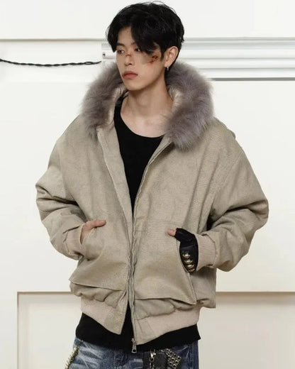 Effortless With Large Pockets Fur Hooded Jacket
